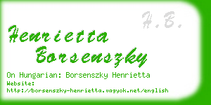 henrietta borsenszky business card